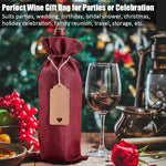 HASTHIP® 12 Pcs Burlap Wine Bags Wine Gift Bags, 5.9 X 13.78 inches Wine Bottle Bags with Drawstrings, Tags & Ropes for Birthday, Travel, Holiday Party, Housewarming,Wedding, Home Storage