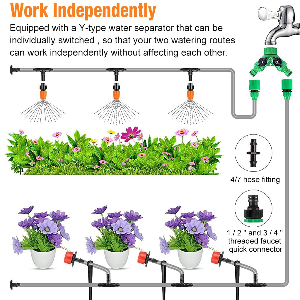 Drip Irrigation Kit for Home Garden 30 Plants with 30m Adjustable Micro DIY Irrigation Kit, Heavy Duty Drip Irrigation Accessories For 30 Pot with Install Kit