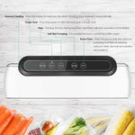 HASTHIP® Vacuum Sealer, Automatic Food Sealer with Built-in Cutter& Roll Bag Storage, Machine for Food Storage and Preservation with Dry&Moist Modes with 10 Reusable Bags