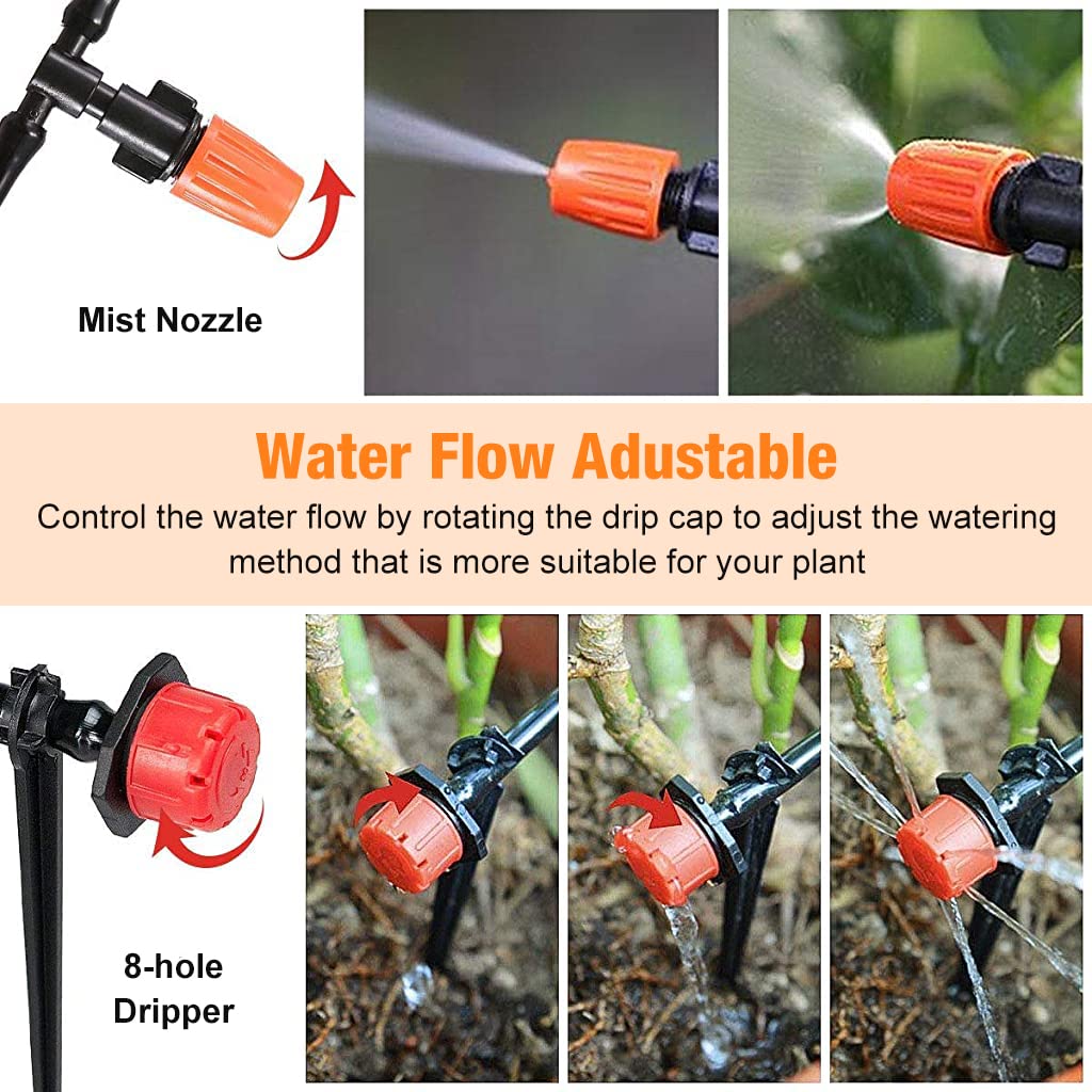 HASTHIP® Drip Irrigation Kit for Home Garden 30 Plants with 30m Adjustable Micro DIY Irrigation Kit, Heavy Duty Drip Irrigation Accessories For 30 Pot with Install Kit