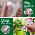HASTHIP® 100pcs 10 * 6cm Plant Markers, T-Type White Plant Tags for Nursery Plant Garden, PP Plastic Reusable Plant Name Tags for Gardening Writtable Plant Tags for Plant Classfication