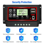 20A Solar Charge Controller Energy Controllers Intelligent Battery Regulator for Solar Panel Automatic Paremeter Adjustable LCD Display with USB Port 12V/24V Solar Charger Battery