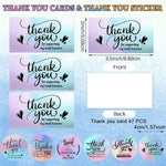 500 Pcs Thank You Stickers and 50 Pcs Thank You Card, Color Laser Film Sticker for Activities Ceremony Gift Sticker Thanksgiving Gift Sticker Invitation Stickers