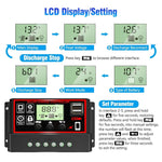 20A Solar Charge Controller Energy Controllers Intelligent Battery Regulator for Solar Panel Automatic Paremeter Adjustable LCD Display with USB Port 12V/24V Solar Charger Battery