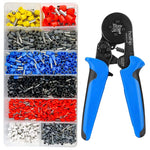 Ferrule Crimping Tool Kit,Self-Adjusting Square Wire Crimper Plier for AWG23-7 with 1200PCS Red Copper Wire End Terminals,Sleeves Ferrule Ratchet Wire Crimping Tool-Ferrule Crimper Kit