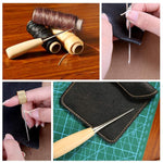 12 PCS Leather Sewing Repair Kit Leather Sewing Waxed Thread with Leather 7 Pcs Stitching Needle Tape Measure Sewing Awl for Leather DIY Stitching Repair Sewing Sofas Carpet Furs Sewing