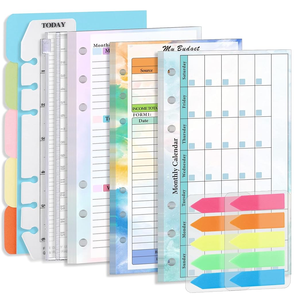HASTHIP® Weekly Planner Monthly Planner for A6 Budget Binder Tear Off Note-Pad Memo Organiser Planner To Do List Notepad for Students, Home & Office, Zipper Pocket, Ruler, Color Label Stickers