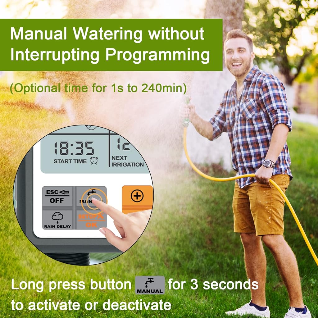 Drip Irrigation Timer for Garden Farm, Irrigation Water Timer Programmable Timer, Automatic Watering System, Waterproof Digital Irrigation Timer System for Lawns Yellow