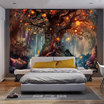 Tree of Life Tapestry, Magical Forest Tapestry Polyester Tapestries Psychedelic Wall Tapestry TV Background Tapestry for Bedroom (50X60 Inches)( Brown)