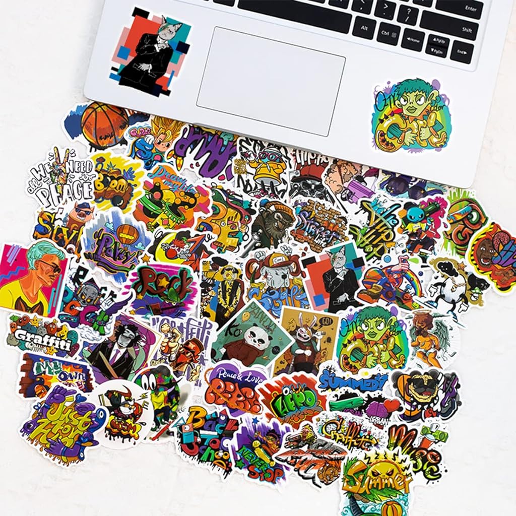 Laptop Stickers for Journal Graffiti Style Cartoon Stickers for Scrapbook, Water Bottle,Travel Case, Waterproof Tape Sticker Wall Stickers for Boys, Pack of 50