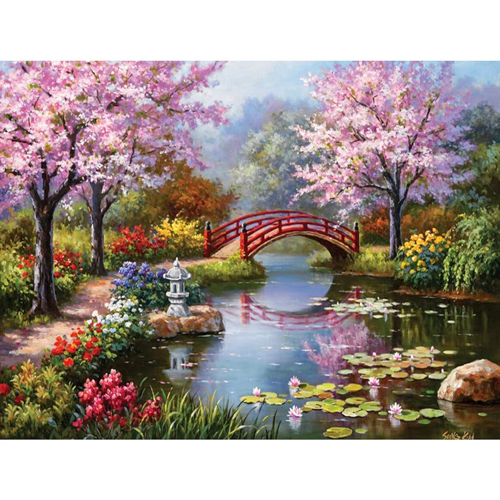 DIY 5D Diamond Painting Kit for Adults Kids,Full Drill Diamond Embroidery Crystal Rhinestone Pasted Painting Arts Craft for Home Wall Decor Paint(40X50cm)-Spring Scenery