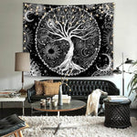 Tree of Life Tapestry Black and White Tapestry Galaxy Space Tapestry Black Aesthetic Tapestry Wall Hanging for Bedroom (50×60 Inches)