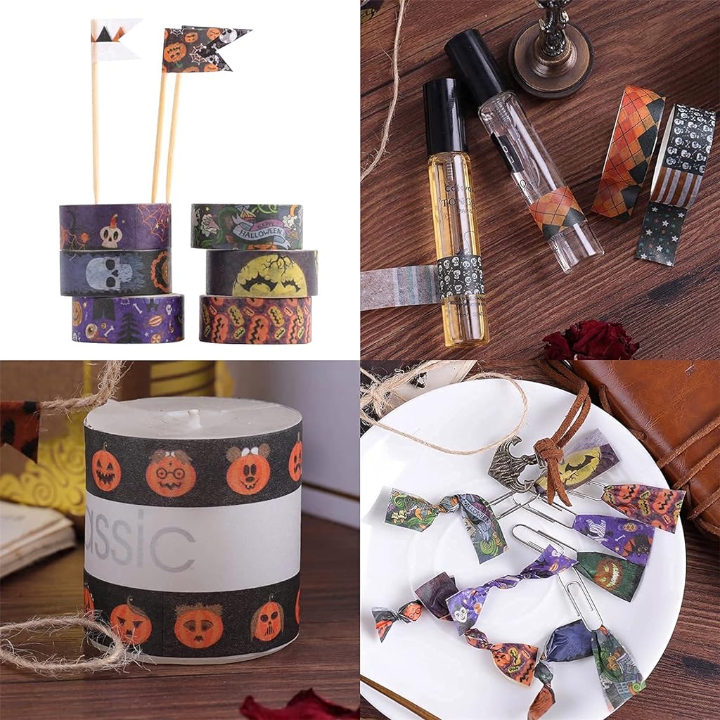 24 Roll Washi Tape Set Halloween Element Aesthetic Decorative Tape Washi Tape Set Seasonal Art Perfect for Scrapbook Supplies Bullet Journal