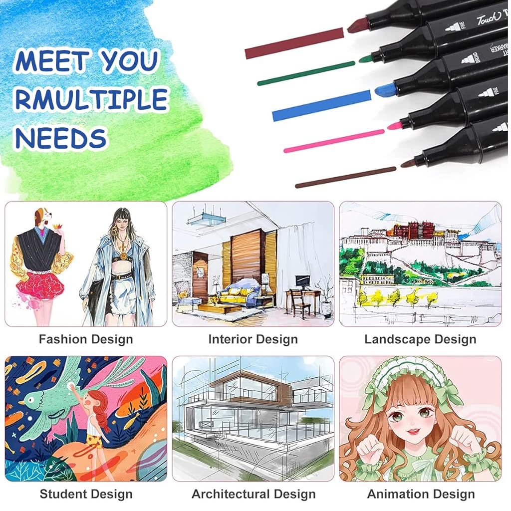 60 Colors Alcohol Markers Pens,Dual Tip Twin Marker Pens Acrylic Marker Pens,Anime&Manga Colouring Pens With Carrying Case For Painting Sketching Calligraphy Drawing Graffiti Design,Black