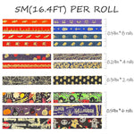 20 Roll Washi Tape Halloween Element Washi Tape Set Aesthetic Decorative Tape Washi Tape Set with Skull, Black Bat, Pumpkin Perfect for Bullet Journal, Scrapbook,Junk Journal