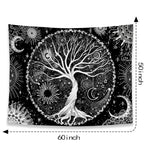 Tree of Life Tapestry Black and White Tapestry Galaxy Space Tapestry Black Aesthetic Tapestry Wall Hanging for Bedroom (50×60 Inches)