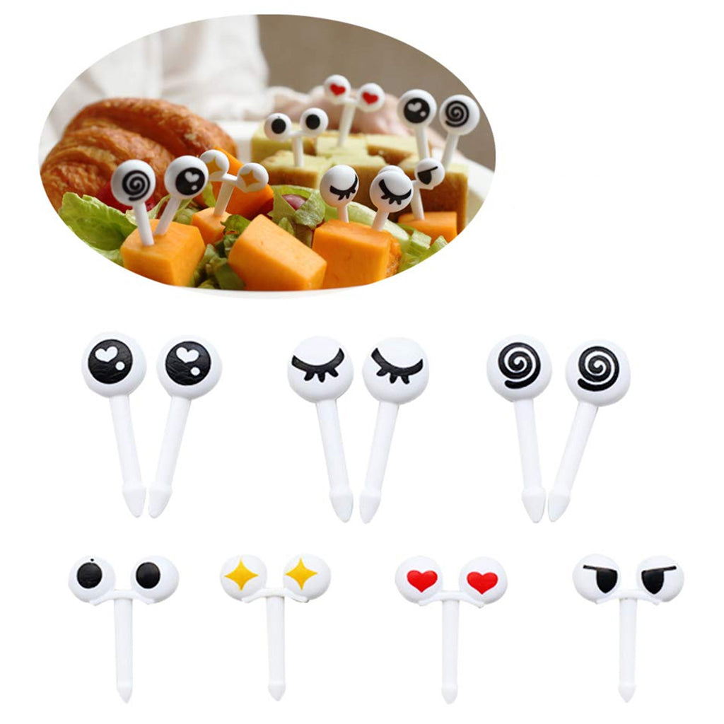 10pcs Food Fruit Forks for Kids, Eye Toothpicks Picks, Bento Box Food Picks Mini Cute Cartoon Plastic Fruit Toothpicks for Kids Baby Shower Birthday Party Cake Decoration Supplies