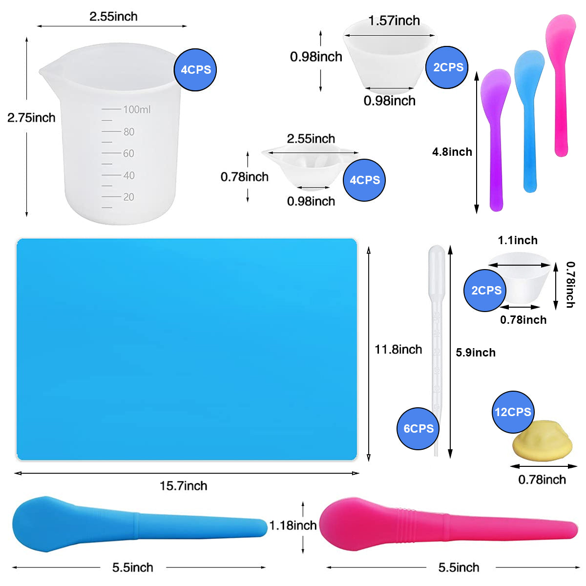 Silicone Resin Measuring Cups Kit with Mixing Bowl, Stir Sticks, Spoons, Droppers, Finger Cots, Coloring Cups, Silicone Mould Measurement Cups for DIY Resin Craft Jewelry Making(36pcs)