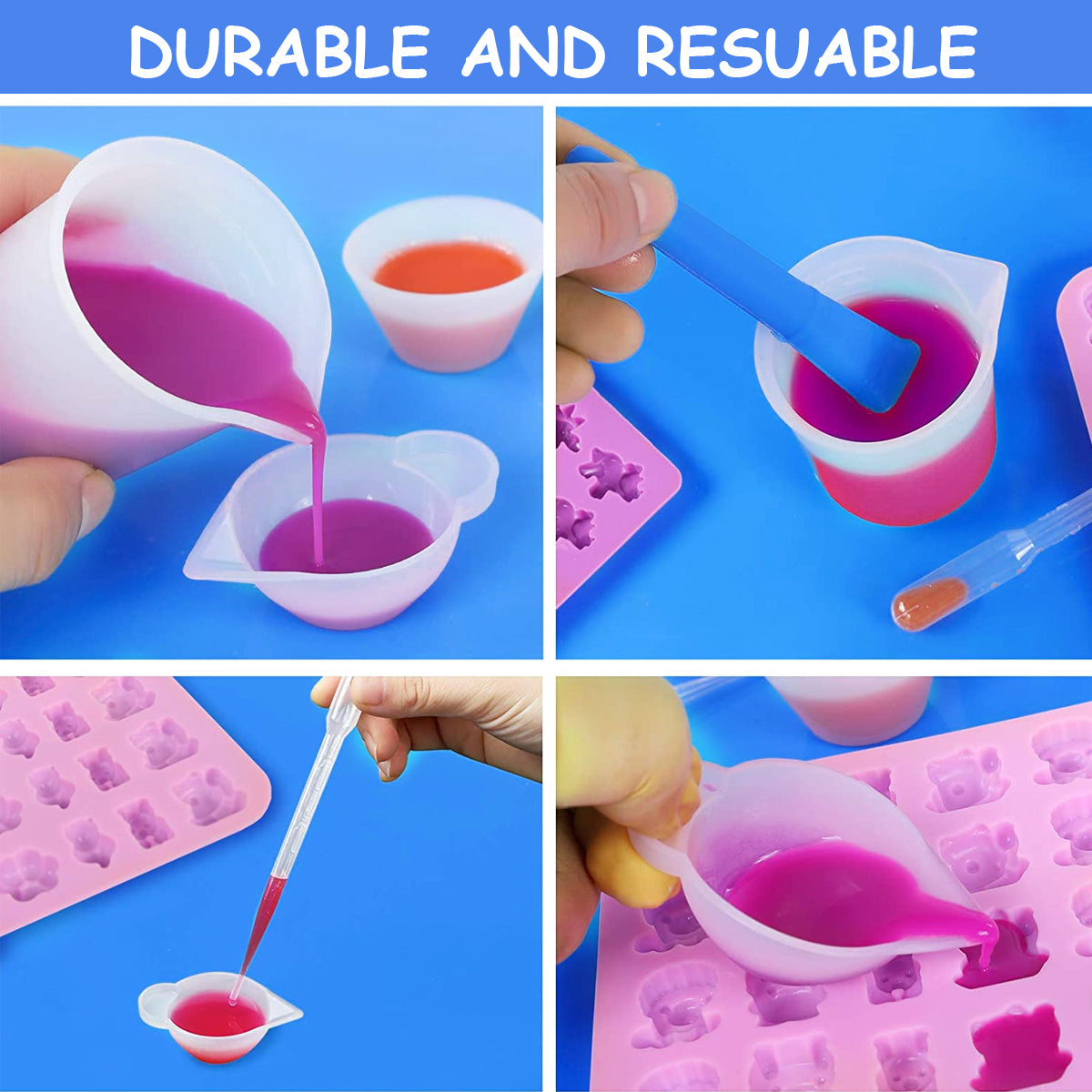 Silicone Resin Measuring Cups Kit with Mixing Bowl, Stir Sticks, Spoons, Droppers, Finger Cots, Coloring Cups, Silicone Mould Measurement Cups for DIY Resin Craft Jewelry Making(36pcs)