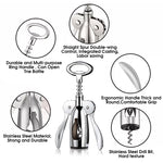 4 PCS Wine Opener Stainless Steel Corkscrew Set with Vacuum Wine Stopper, Wine Foil Cutter, Wine Aaerator Pourer Wine Corkscrew Supplies Set for Kitchen Restaurant Bars Gifts for Wine Lover