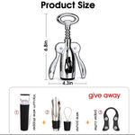 4 PCS Wine Opener Stainless Steel Corkscrew Set with Vacuum Wine Stopper, Wine Foil Cutter, Wine Aaerator Pourer Wine Corkscrew Supplies Set for Kitchen Restaurant Bars Gifts for Wine Lover