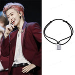 BTS Bangtan Hip-Hop V Same paragraph Bracelets Lock Shape Silver With Rope for Cool Boy,Girls,Men,Women,Fans for Any Scene Party