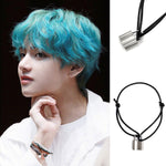 BTS Bangtan Hip-Hop V Same paragraph Bracelets Lock Shape Silver With Rope for Cool Boy,Girls,Men,Women,Fans for Any Scene Party