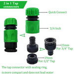 10Pcs Hose Pipe Connector for Tap & Garden Hose, Universal Tap Connector with 2 Double Male Snap Connector & 6 Hose End Quick Connector & 2 Hose Tap Connector, Suit for 1/2in 3/4in