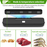 Vacuum Sealer Full Automatic Food Sealing Machine with Manual Vacuum Dry & Moist Food Modes, Compact Food Vacuum Sealer with 10 BPA-Free Seal Bags for Meat, Vegetable, Fruit