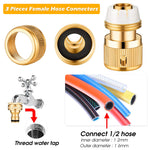 4Pcs Universal Tap Connector, Brass Pipe Connector for Tap, Garden Hose Quick Connectors, 1/2 & 3/4 Inch Universal Faucet Adapter Tap Connector Sets for Garden Bathroom Kitchen Outdoors