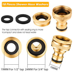 4Pcs Universal Tap Connector, Brass Pipe Connector for Tap, Garden Hose Quick Connectors, 1/2 & 3/4 Inch Universal Faucet Adapter Tap Connector Sets for Garden Bathroom Kitchen Outdoors