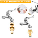 4Pcs Universal Tap Connector, Brass Pipe Connector for Tap, Garden Hose Quick Connectors, 1/2 & 3/4 Inch Universal Faucet Adapter Tap Connector Sets for Garden Bathroom Kitchen Outdoors