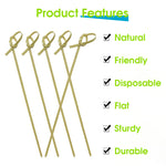 100PCS Bamboo Sticks Skewers for Grilling, 4.7'' Natural Wood Bamboo Barbecue Skewers Sticks, Perfect for Cocktails and Appetizers Garnishes, Biodegradable and Eco-Friendly