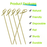HASTHIP® 100PCS Bamboo Sticks Skewers for Grilling, 4.7'' Natural Wood Bamboo Barbecue Skewers Sticks, Perfect for Cocktails and Appetizers Garnishes, Biodegradable and Eco-Friendly