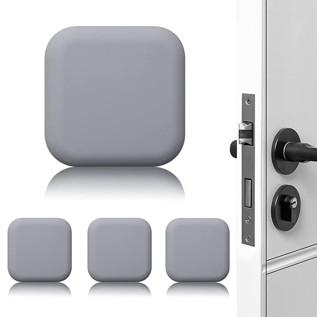 4Pcs Door Wall Protectors, Self-Adhesive Rubber Stop from Door Knobs Rubber, Soft Reusable Rubber Wall Protectors Shield for Preventing Damage to Cabinet, Handle, Bed