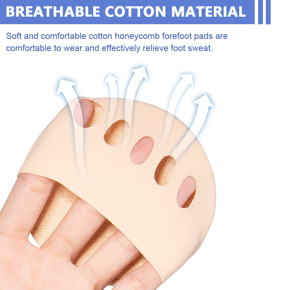 4 Pairs Forefoot Pads Honeycomb Fabric Ball of Foot Cushion Metatarsal Pads for Women, Reusable High Heels Invisible Socks, Comfortable Non-Slip Toe Sleeves for Relieving Foot Fatigue