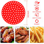HASTHIP® Reusable Silicone Air Fryer Liners, 8 Inch Non-Stick Easy Clean Air Fryer Accessories, Round Air Fryer Oven Pads Foodgrade Silicone Heat Resistant (1 Red + 1 Black)