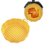 Air Fryer Silicone Liner, Non-Stick Reusable Round Silicone Pot with Ear Handles, Air Fryer Oven Accessories, No Need to Clean the Air Fryer, Yellow (Top: 7.5 inches - Bottom: 6.8 inches)