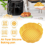 Air Fryer Silicone Liner, Non-Stick Reusable Round Silicone Pot with Ear Handles, Air Fryer Oven Accessories, No Need to Clean the Air Fryer, Yellow (Top: 7.5 inches - Bottom: 6.8 inches)