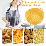 Air Fryer Silicone Liner, Non-Stick Reusable Round Silicone Pot with Ear Handles, Air Fryer Oven Accessories, No Need to Clean the Air Fryer, Yellow (Top: 7.5 inches - Bottom: 6.8 inches)