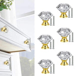 6 Pack Round Cabinet Knob Pull Handle, Crystal Knobs with Screws Kit for Dresser Drawers Glass Cabinet Knobs Diamond Shaped Drawer Knobs