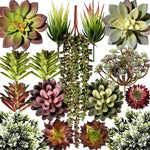 16Pcs Artificial Succulent Plants, Faux Aloe Cactus Plant, Fake Textured Succulent for Indoor Outdoor Floral Arrangement Home Decor and DIY Landscape Decorations