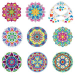 HASTHIP® 8Pcs Diamond Painting Coasters with Holder, DIY Mandala Coasters Diamond Painting Kits for Beginners, Adults & Kids Art Craft