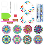 8Pcs Diamond Painting Coasters with Holder, DIY Mandala Coasters Diamond Painting Kits for Beginners, Adults & Kids Art Craft