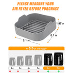 HASTHIP® Air Fryer Reusable Silicone Pot with 2 Anti-Scald Oven Mitt, 8.1-inch Non-Stick Air Fryer Liners with Ear Handles, Air Fryer Accessories, Food-Grade Air Fryer Basket for 6 QT (Grey)