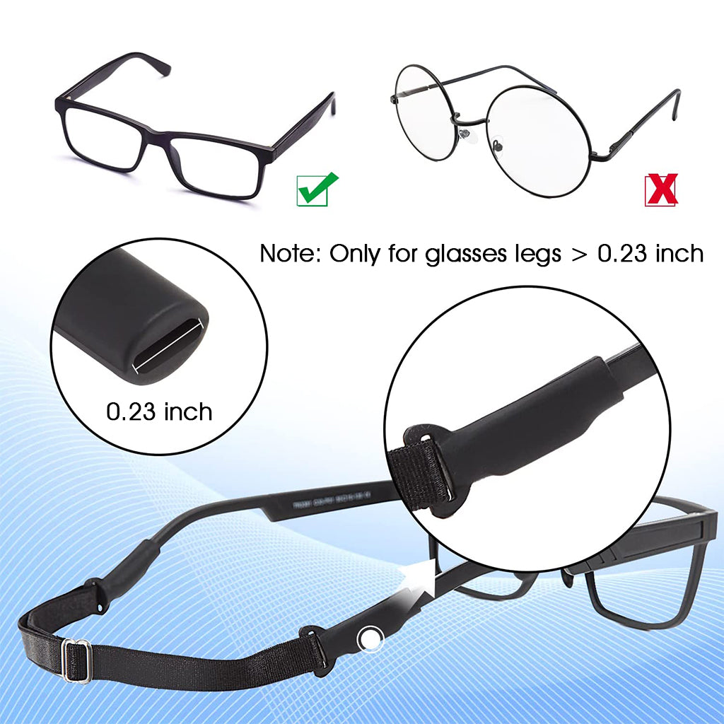 3Pcs Adjustable Glasses Straps No Tail Eyewear Retainer Anti-Slip Elastic Eyeglasses Strap Holder Sunglasses Straps for Adult and Kids (Black)