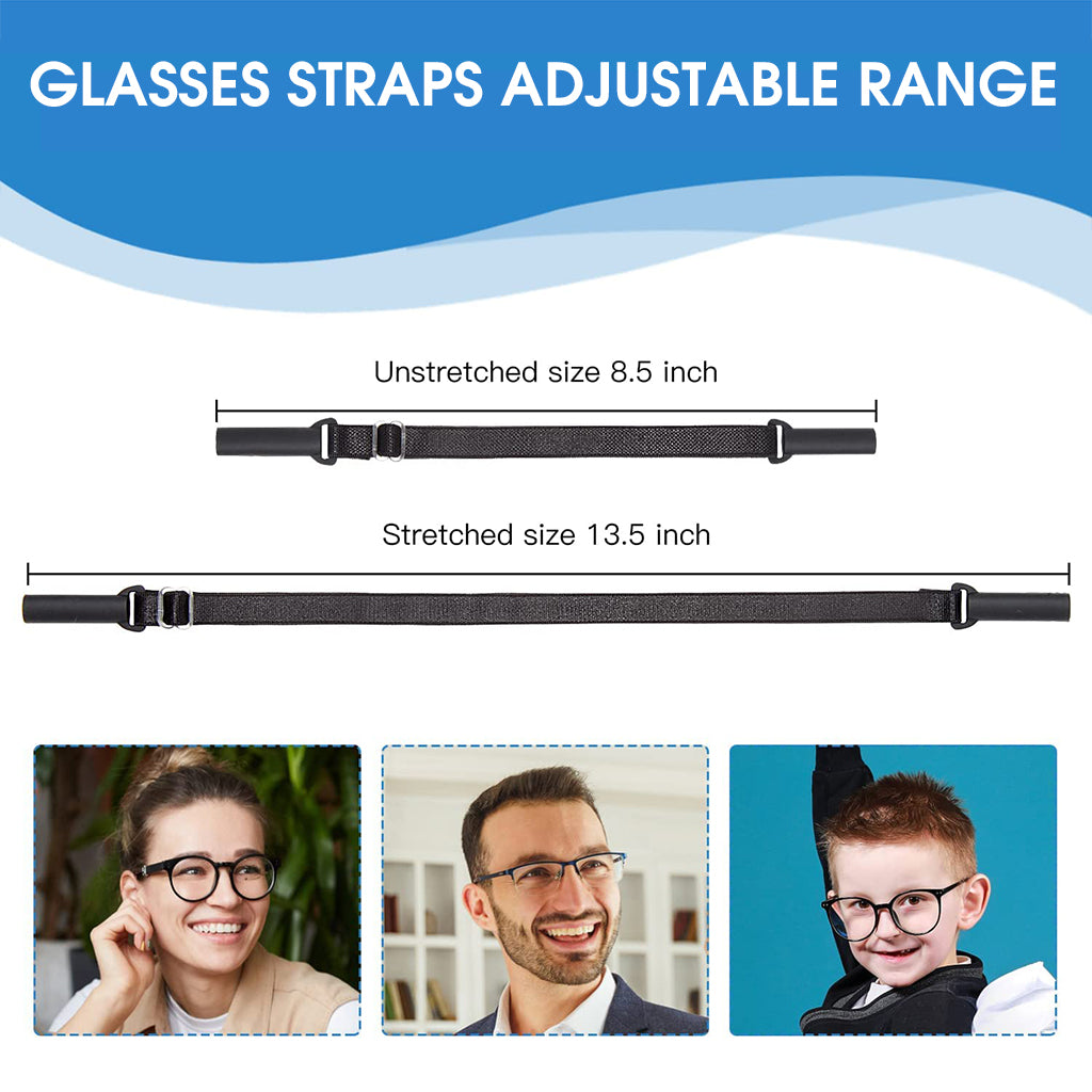 3Pcs Adjustable Glasses Straps No Tail Eyewear Retainer Anti-Slip Elastic Eyeglasses Strap Holder Sunglasses Straps for Adult and Kids (Black)