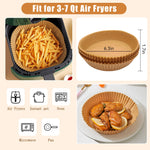 50Pcs Air Fryer Disposable Paper Liner, Non-Stick Parchment Paper Plate, Oil-Proof Water-Proof Parchment for Baking Roasting Microwave Frying Pan, Steamer, Airfryer (6.3 inches, Natural)