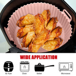 HASTHIP® 2-Pack Air Fryer Silicone Liners, 6.8-Inch Airfryer Liner with Ear Handles, Non-Stick Airfryer Basket Liners Reusable, Air Fryer Accessories, Wave Stripe Texture for Even Heat, Pink & Black