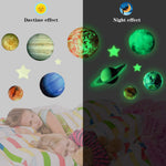 110pcs 3D Luminous Wall Paper Sticker Night Glow Solar System Theme Wall Decoration Sticker Fluorescent Planet Wall Sticker, Ceiling Decoration for Kids Room, Starry Bedroom, Living Room